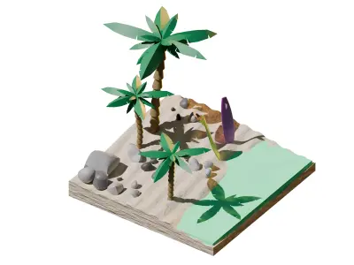 Summer low poly Low-poly 3D model