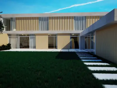 3D-Scene modern house at night Free 3D model