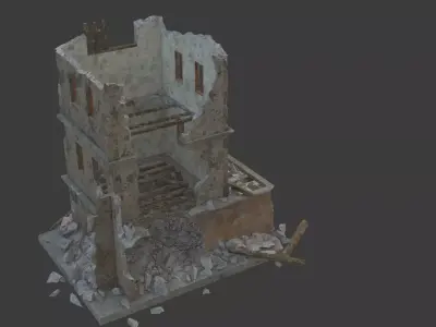 destroyed building Low-poly 3D model