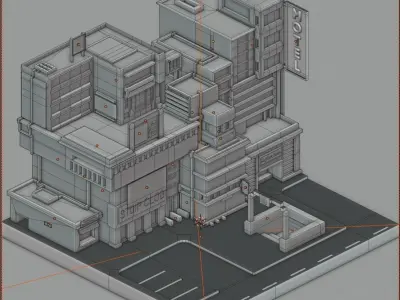 3D Low poly Cyberpunk City Low-poly 3D model