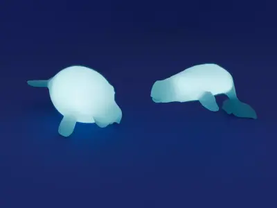 Indirect lighting of beluga and dugong 3D model