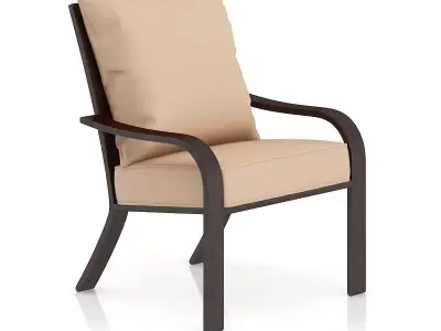 Dark Wooden Chair with Pillow 3D model