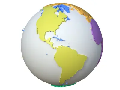 Continents Map Globe Low-poly 3D model