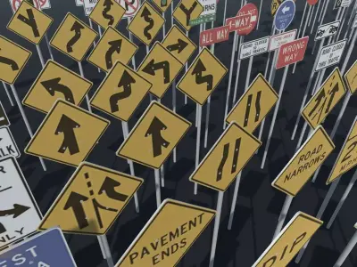 Road sign - Big pack Low-poly 3D model