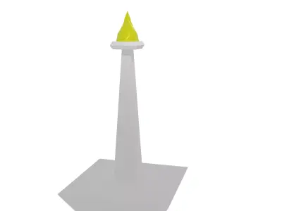 a monas model monument with light on top Low-poly 3D model