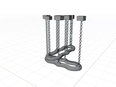 Gold chain pendant lamp for classic style interiors Low-poly 3D model