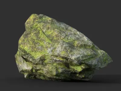 Low poly Mossy Rock Formation Pack 191221 Low-poly 3D model