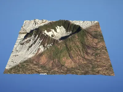 Landscape Environment Volcano Snow 11 Low-poly 3D model