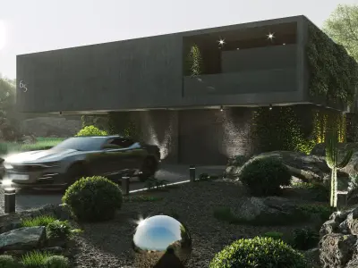 Exterior Scene 3d Model with Landscape 3D model