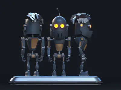 Robot three robots Low-poly 3D model