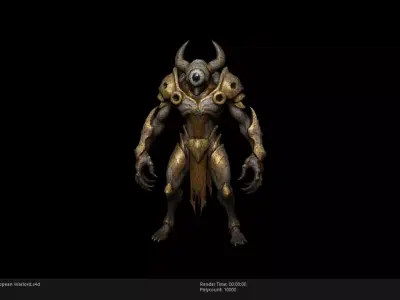 Low Poly Stylized Cyclopean Warlord Low-poly 3D model