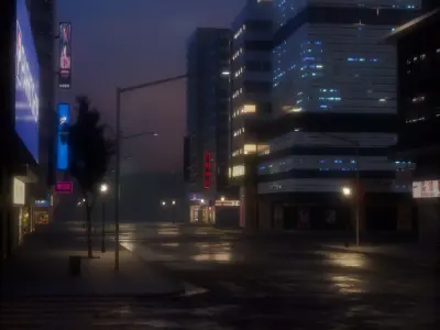  city night skyscraper street Low-poly 3D model