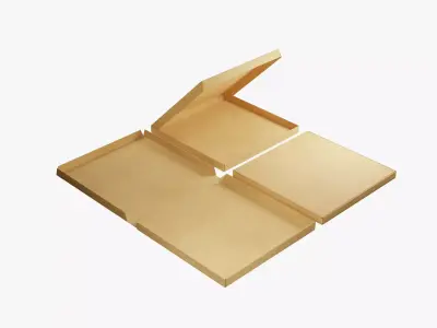 12-inch Pizza Boxes Kraft Paper Mockup 3D Model Pack