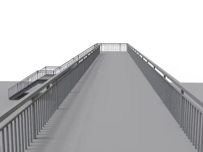Overpass bridge with stairs leading up to it 3D model