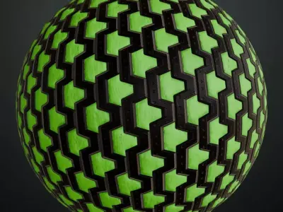 Green Sci-Fi Wall PBR Seamless Texture
