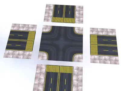 Modular Road Low-poly 3D model