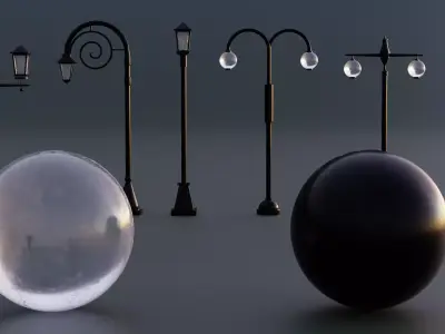 Street Lamps Low-poly 3D model