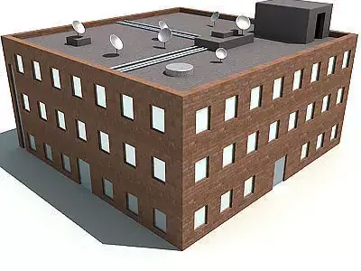 Square Brick Building 3D model