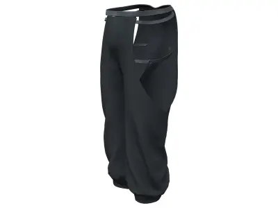 Male Shaolin Concept Side Cutout Pants Low-poly 3D model