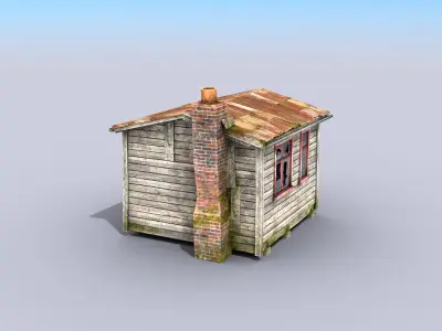 Small Wooden Building Low-poly 3D model