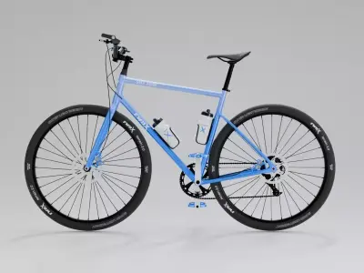 Gravel Bike Blue Gradient Frame with Bar Ends Royalty-Free Brand 3D model