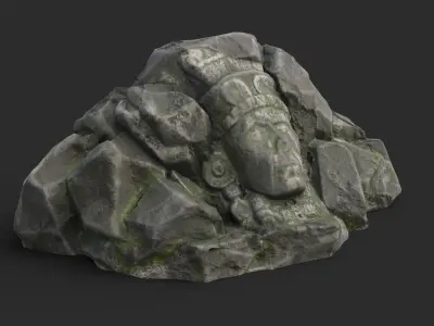 Rock Maya 1001 - Grey Jagged Stone Low-poly 3D model