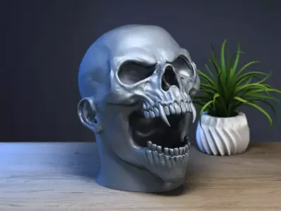 Scream skull human Headphone Stand 3D print model