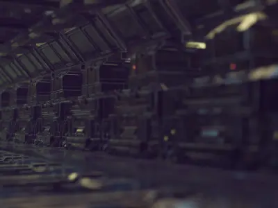 Sci-fi Corridor Futuristic Interior Low-poly 3D model