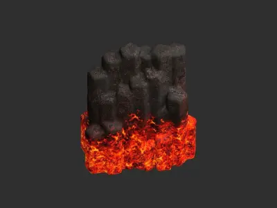Cave Crystal 1 - Lava Low-poly 3D model