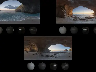 HDRI 21pcs 12k Coastal Cave with ocean Low-poly 3D model
