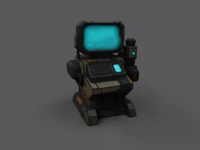 Low Poly Sci-Fi Computer Console Stylized Space Station Prop Low-poly 3D model