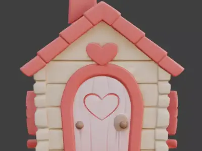 Stylized Valentine House 3D Model Low-poly 3D model