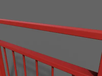 PBR Pedestrian Guard Rail Red V4 Low-poly 3D model