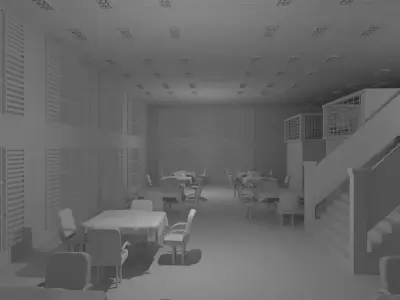 Restaurant Interior No Material 3D model