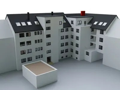 Apartment multi-story Building Low-poly  3D model