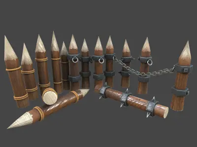 Fence wooden warior 3d model Low-poly 3D model