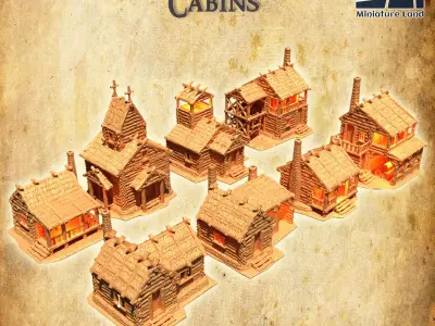 Modular Forest Cabins Tabletop Terrain 28 MM 3D print model