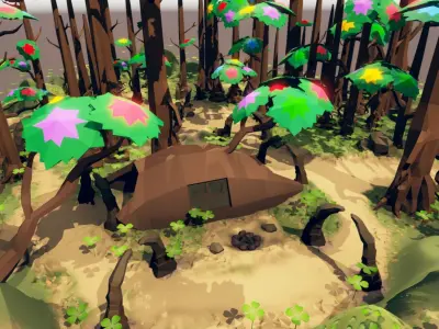 fantasy phoenix forest Low-poly 3D model