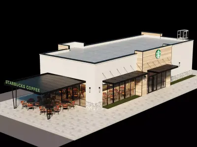 Starbucks cafe building 3D model
