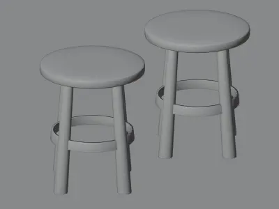 Classic Round Stool Low-poly 3D model