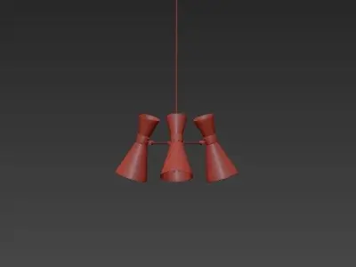cairo lamp with three lights hanging from it 3D model