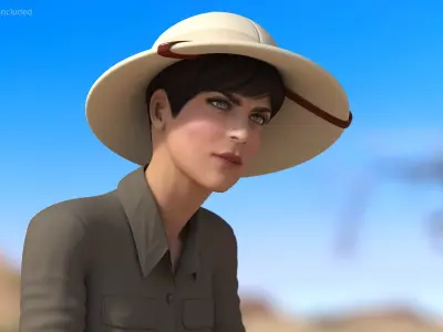  Safari Explorer Woman with Binoculars Rigged 