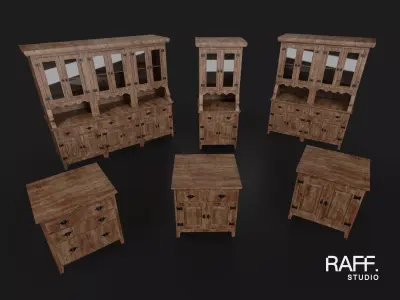 Rustic Cabinet Pack - Wooden Storage Furniture