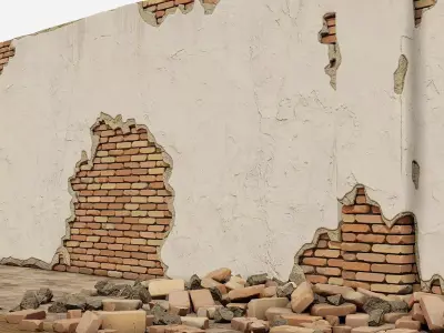 Brick Wall Damaged 3D model