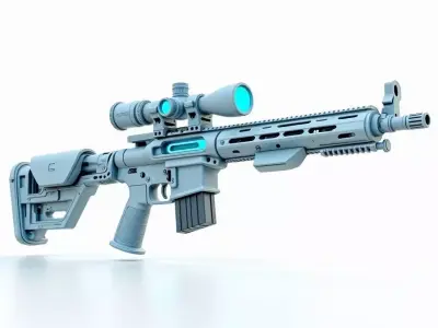 Futuristic Modular Sniper Rifle 3D Model SciFi Marksman Low-poly 3D model