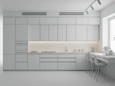 Modern L-Shape Kitchen 3D model