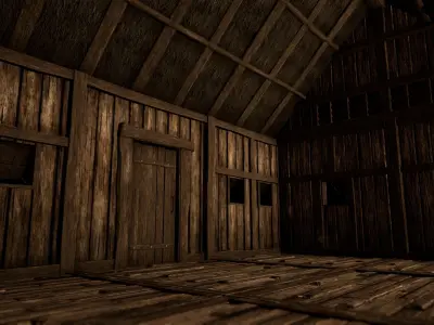 Viking Medieval House 02 with interior and props Low-poly 3D model