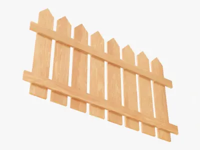 Fence wooden 01 3D model