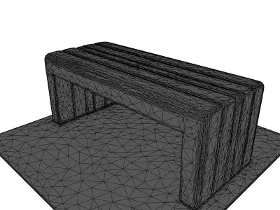 Simple Wooden Bench 3D Model Low-poly 3D model