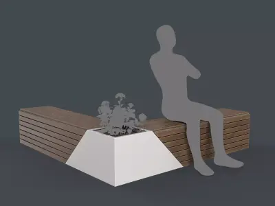 Modern Outdoor Bench 118 PBR Game Ready Low-poly 3D model